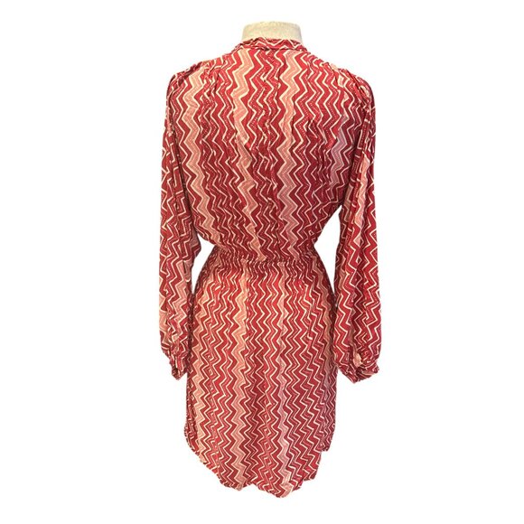Natalie Martin Red Zigzag Print Wrap Dress – Boho Resortwear Lightweight Midi M - Picture 3 of 9